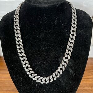 Bold Silver Cuban Link Jewelry Necklace